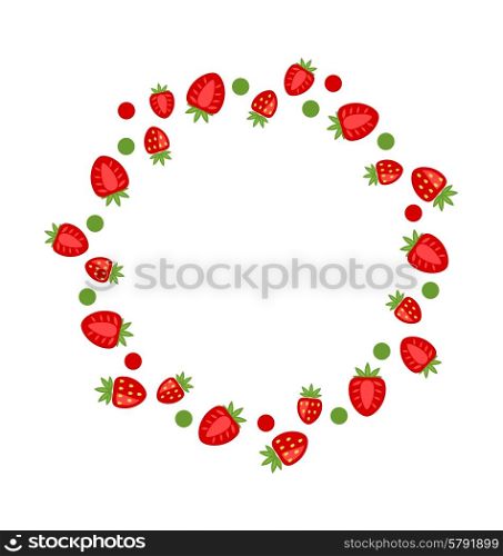Illustration Abstract Frame Made of Strawberry Isolated on White Background - Vector