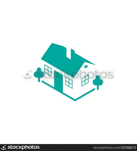 Illustration abstract house real estate isolated on white background, logo design template - vector