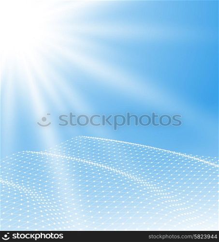 Illustration Abstract Mesh Polygonal Surface, Futuristic Technology Background - Vector