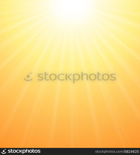 . Illustration Abstract Orange Sky Background Sun Rays Vibrant - vector