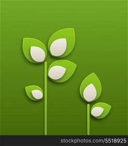 Illustration abstract paper green plants, ecology background - vector