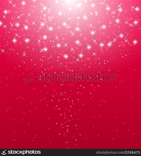 Illustration abstract pink illuminated background with shiny stars - vector