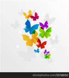 Illustration abstract rainbow butterflies, colorful background - vector