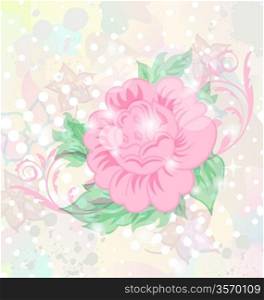 Illustration abstract romantic grunge background with flower - vector
