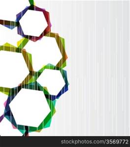 Illustration abstract set colorful hexagons background - vector