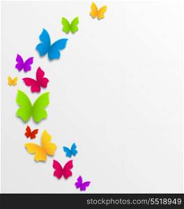 Illustration abstract spring background with rainbow butterflies - vector