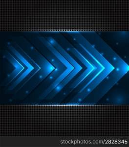 Illustration abstract techno background with set transparent arrows - vector
