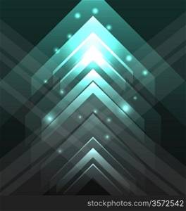 Illustration abstract tecno background with set transparent arrows - vector