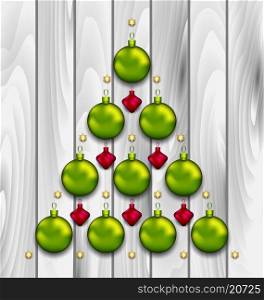 Illustration Abstract Tree Made of Christmas Balls - vector