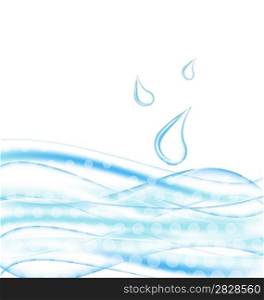 Illustration abstract water background with drops - vector