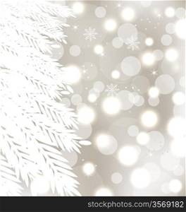 Illustration abstract winter glowing background with fur-tree - vector