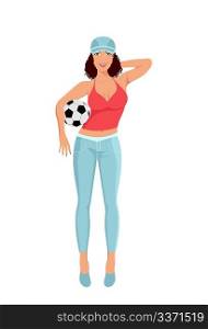 Illustration active girl with ball isolated - vector