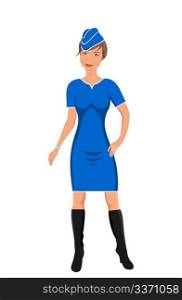 Illustration air hostess isolated on white - vector