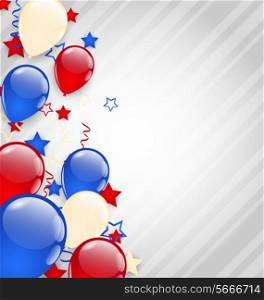 Illustration american background with colorful balloons for 4th of July - vector