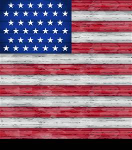 Illustration American Flag for Independence Day, wood texture - vector