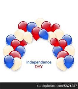 Illustration American Independence Day Decoration with Colored Balloons - Vector