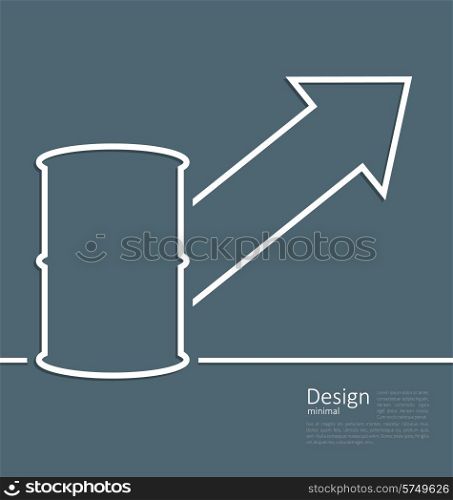 Illustration arrow indicating trend grow cost oil, barrel roll, logo template corporate style - vector