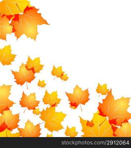 Illustration autumn background with flying maples - vector