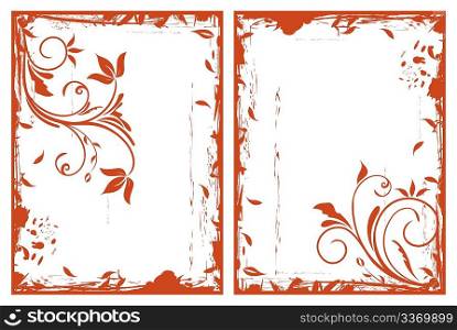 Illustration autumn grunge floral frames - vector
