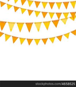Illustration Autumn Holiday Background with Orange and Yellow Bunting Flags. Template for Poster, Signage - Vector