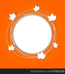 Illustration autumn round frame with leaves maple for canadian day - vector