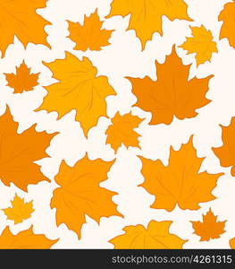 Illustration autumnal maple leaves, seamless background - vector