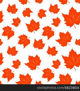 Illustration Autumnal Maple Leaves, Seamless Background - Vector