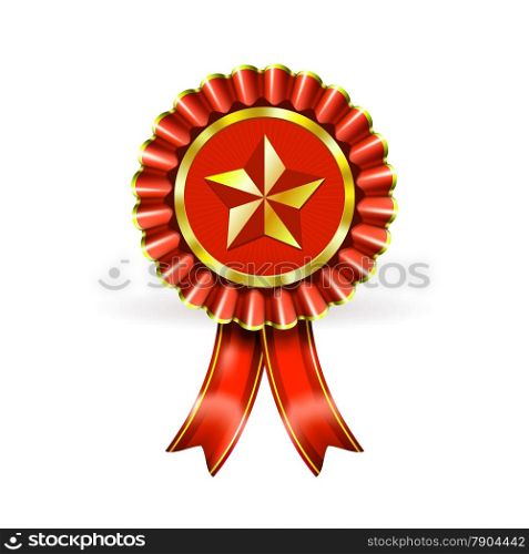 Illustration Award Red Label with Star and beams on white. EPS10 opacity