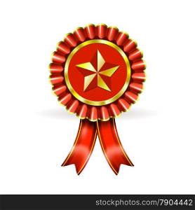 Illustration Award Red Label with Star and beams on white. EPS10 opacity