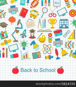 Illustration Back to School Background with Education Objects - Vector