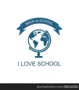 Illustration Back to School Logo with Globe Flat Icon, Isolated on White Background - Vector