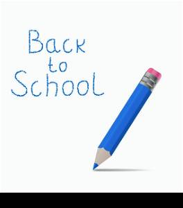 Illustration back to school message with pencil on white background - vector