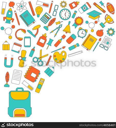 Illustration Background for Back to School, Education Simple Colorful Objects - Vector