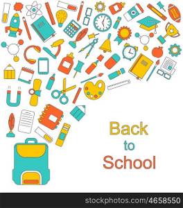 Illustration Background for Back to School, Education Simple Colorful Objects - Vector