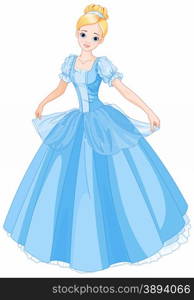 Illustration beautiful girl dressed ball gown