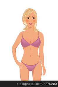 Illustration beautiful girl in bikini isolated - vector
