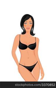 Illustration beautiful girl in bikini swimsuit isolated - vector