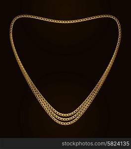 Illustration Beautiful Golden Chain of Heart Shape - Vector