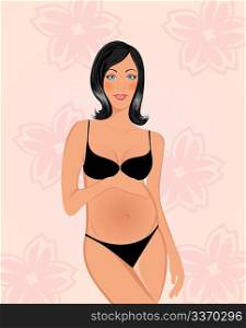 Illustration beautiful pregnant woman isolated - vector