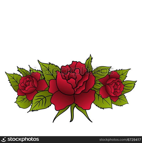 Illustration beautiful red roses isolated - vector