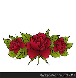 Illustration beautiful red roses isolated - vector