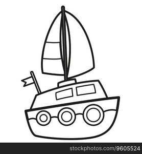 Captain saluting on sinking boat or ship, vector cartoon stick figure ...