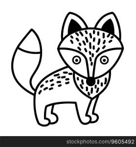 Illustration black and white fox