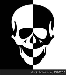 Illustration black and white skull symbol - vector