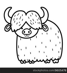 illustration black and white yak
