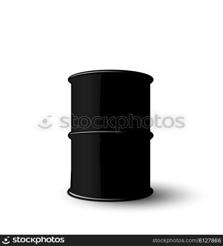 Illustration Black Metal Barrel of Oil Isolated on White Background - Vector