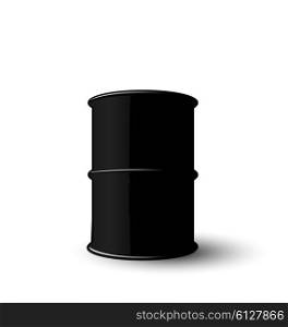 Illustration Black Metal Barrel of Oil Isolated on White Background - Vector