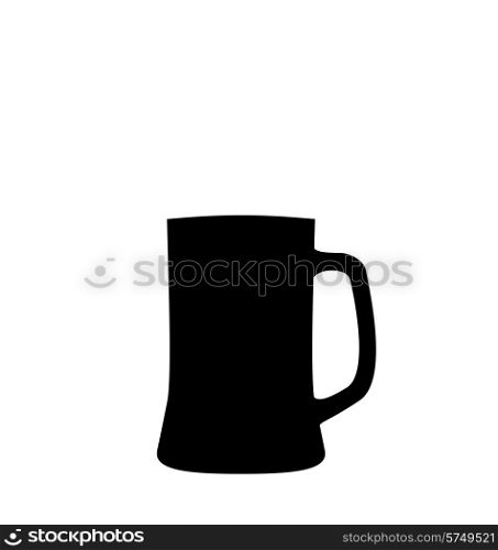 Illustration black silhouette beer mug isolated on white background - vector