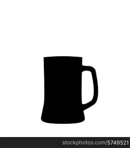 Illustration black silhouette beer mug isolated on white background - vector
