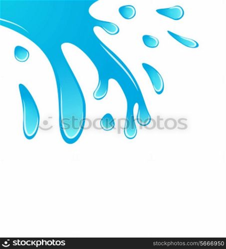 Illustration blue water spill isolated on white background - vector
